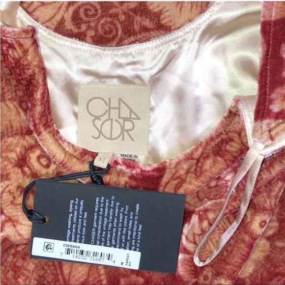 Chaser Vintage Tapestry Velvet Cold Shoulder Hi-Lo Cross Strappy Back Dress SzM - Picture 14 of 14